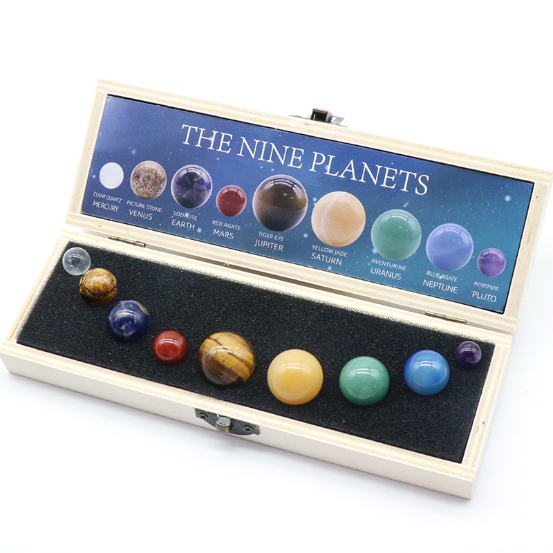 Solar System Model - Doğal Kristal 8-9 Gezegenler Topu Güneş
